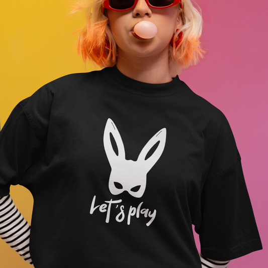 Lets Play Bunny Graphic T-Shirt for Adult Playtime, Perfect gift for your Partner