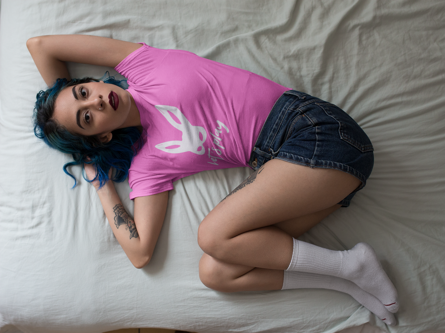 Lets Play Bunny Graphic T-Shirt for Adult Playtime, Perfect gift for your Partner
