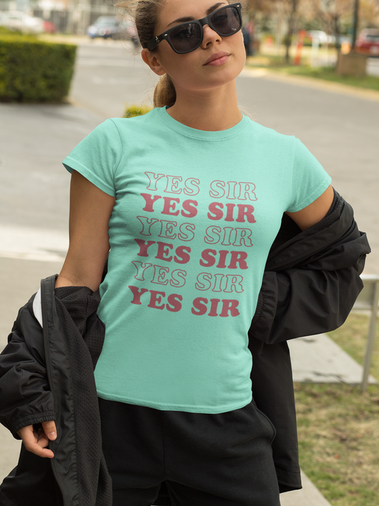 Yes Sir Adult Princess Graphic T-Shirt for Grownups. Perfect Gift for your Princess Partner, Submissive T-shirt